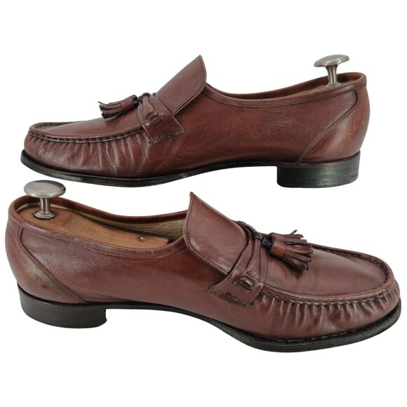 Florsheim Royal Imperial Men 13 Brown Leather Dress Shoes Moc-toe Tassel Loafers - Picture 6 of 11